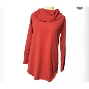 Soft Surroundings Womens Cowl Neck Long Sleeve Tunic Top  Orange L